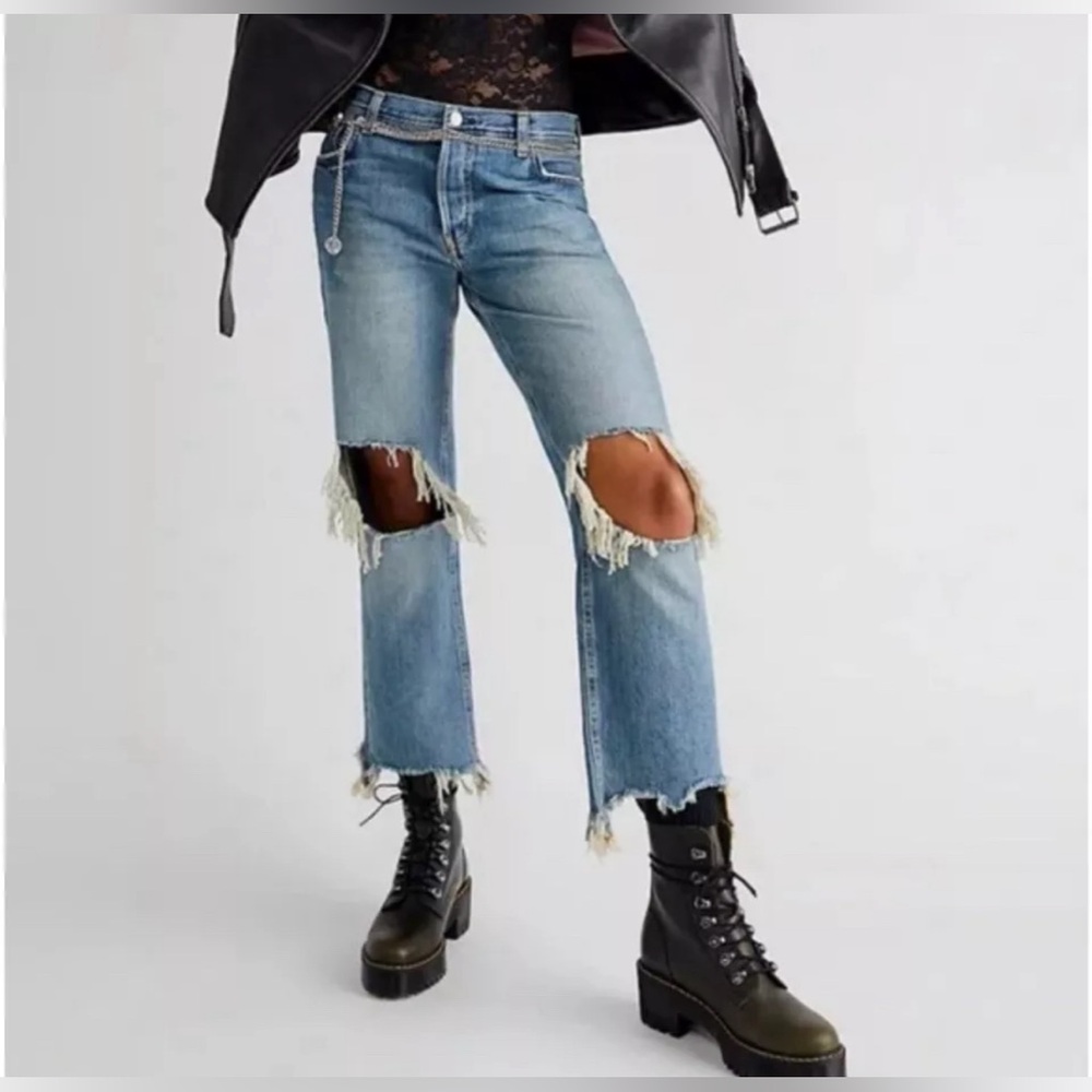 Size 24 Free People Maggie Midrise Aged to Perfection Denim Jeans